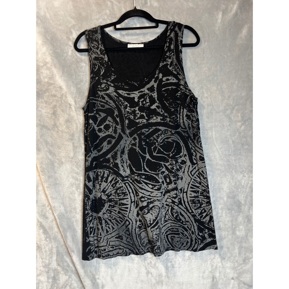 Bryn Walker Womens Black Grey Abstract Graphic Print Tank Top Tunic Made in USA - Picture 11 of 11